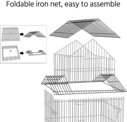 Yaheetech Budgie Cage 55-inch Rolling Standing Triple Roof Medium Parrot Cage Pet Bird Cage with Detachable Stand for Cockatiels Sun Parakeets Green-cheeked Conures Macaw