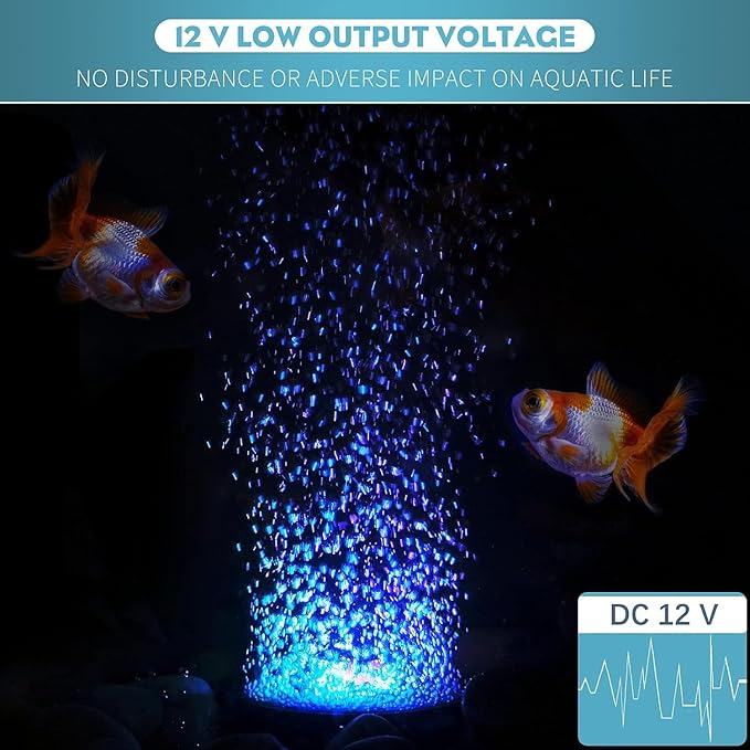 Pawfly 2 Inch Aquarium Air Stone Disc with LED Light Fine Bubbler Diffuser with Tubing for Fish Tank (Pump not Included)