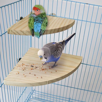 2 Pack Bird Perch Platform, Parrot Stand Sector Playground Wood Perch Stand Toy Cage Accessories Exercise Toy for Parakeet Conure Cockatiel Budgie Gerbil Rat Mouse Chinchilla Hamster(Set 3)