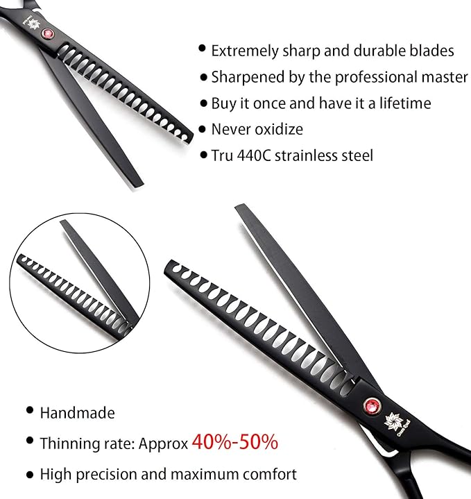 Dream Reach Professional 7.0'' Dog Grooming Scissors Chunker Scissors Hairdressing Dog Scissors Pet Hair Trimming Scissors for Dogs and Cats