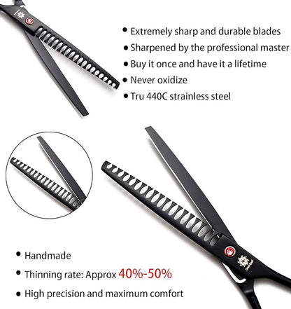 Dream Reach Professional 7.0'' Dog Grooming Scissors Chunker Scissors Hairdressing Dog Scissors Pet Hair Trimming Scissors for Dogs and Cats