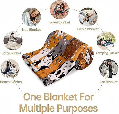 Cat Blanket, Cats Gifts for Girls Women, Cat Gift for Cats Lovers, Birthday Gifts Decor Throw Blanket 50"x60"