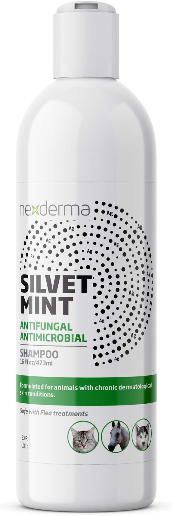 Natural Colloidal Medicated Pet Shampoo for Dogs and Cats - Tearless Hypoallergenic, Soap Free with Coconut Oil and Mint, Relief for Allergies, Odor, Itchy, Dry, Irritated Skin - 16oz, 1Pack