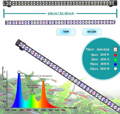 SEAOURA Submersible Aquarium Light for 28 to 54 Inch Fish Tank, 24/7 Cycle Fish Tank Light with Timer, Aquarium Plant Light with Full Spectrum+7 Single Colors, Auto On/Off, Adjustable Brightness
