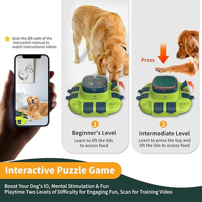 Dog Scratch Board, 3-in-1 Puzzle Toy & Dog Nail File, Enrichment Toys with Treat Dispenser, Scratch Pad for Nails with 8 Sandpapers & Anti-Slip Mat for All Floors, Blue