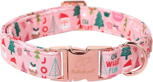 Christmas Dog Collars for Large Dog,Pink Dog Collar with Safety Metal Buckle Adjustable Puppy Collars for Small Medium Dog,Boy&Girl&Male&Female Dog Gift,XL-16-26"
