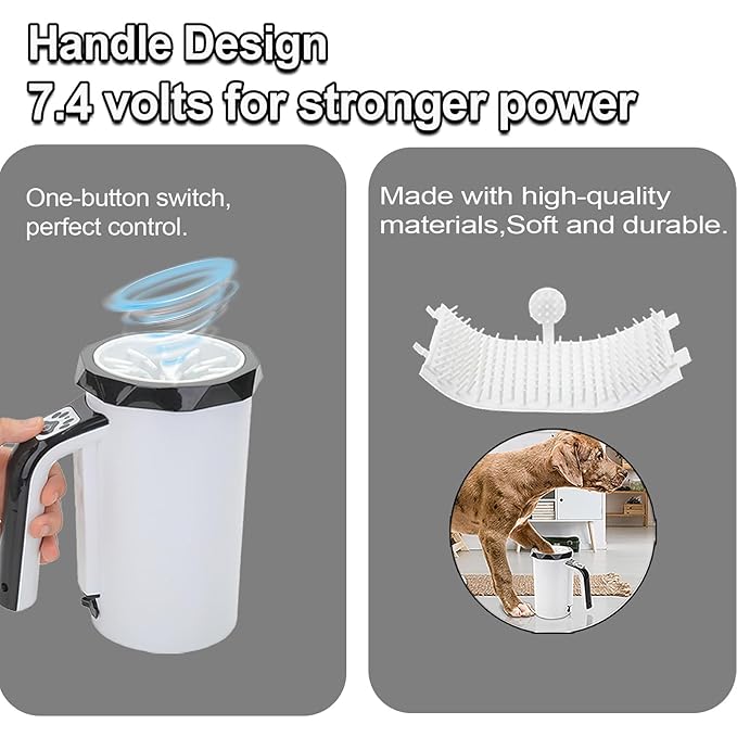 Dog Paw Cleaner, Washer with Soft Silicone Brush, Rechargeable Automatic Pet Paw Cleaner Cup for Small Medium Dogs and Cats