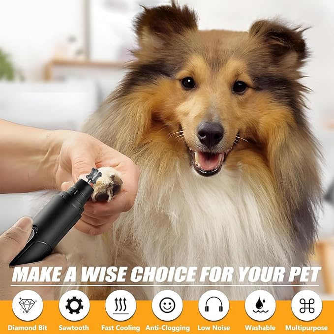 Faster Cooling Pet Nail Grinder Bit Sawtooth Head, Anti-Clogging Diamond Dog Nail Grinding Tip for 1/8" Dremel Rotary Tools & Many Brands for Small Medium Large & Anxious Dogs - SuperC 60#