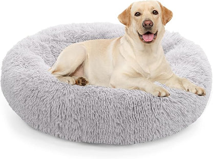 NOYAL Calming Dog Bed Donut Anti Anxiety Fluffy Dog Bed for Small Medium Dog and Cat