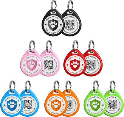 6 Pack Dog Tags Personalized, QR Code Pet ID Tags for Dog Collar, Online Profile, Scan Location Alerts, Mix Colors