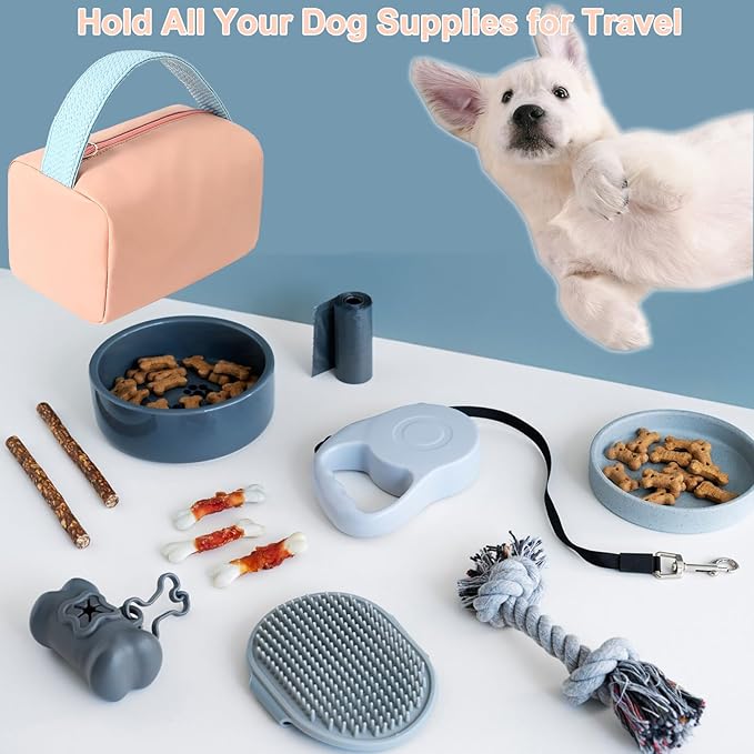 Pink Small Dog Travel Bag - Perfect for Storing Dog Bowls, Food, Toys, and Clothes - Lightweight and Portable with Handle for Easy Carrying
