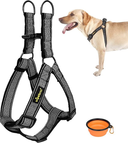 Dog Harness, No Pull, Reflective, Adjustable, XL, Black for Medium/Large Dogs
