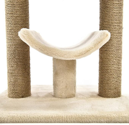 Amazon Basics Multi- Platform Cat Tree with Scratching Post for Indoor Cats up to 25lbs, 18 x 14 x 22 Inches, Beige