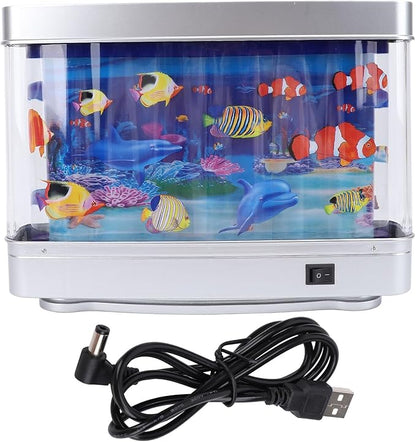 LED Tropical Fish Aquarium Night Light - Mini Artificial Aquarium with Moving Fish for Kids Baby - Unique Home Decor Gift