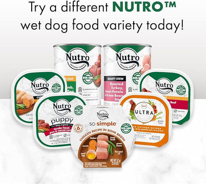 Nutro So Simple Meal Complement Wet Dog Food Chicken and Chicken & Duck Recipes in Bone Broth 10-Count Variety Pack, 2 oz. Tubs