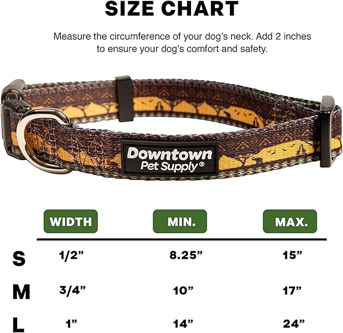 Downtown Pet Supply - Best, Cute & Fancy Dog Collar - Lightweight Adjustable Dog Collar with Quick Buckle & D-Ring - Hand Wash Safe - Sahara - S - Small Dog Collar