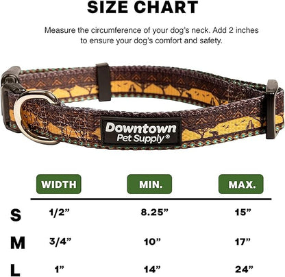 Downtown Pet Supply - Best, Cute & Fancy Dog Collar - Lightweight Adjustable Dog Collar with Quick Buckle & D-Ring - Hand Wash Safe - Sahara - M - Medium Dog Collar
