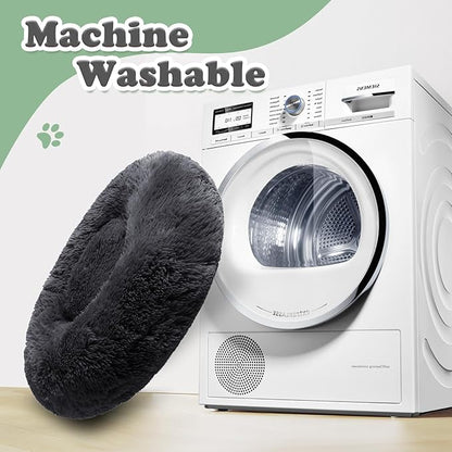 JOLLYVOGUE Dog Beds, Calming Small Dog Bed, Anti-Anxiety Dog Bed for Small Dogs, Fluffy Donut Dog Bed, Cozy Dog Cat Cushion Bed for Small Medium Dogs (24")