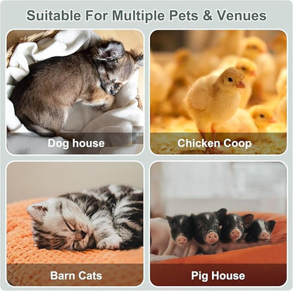 Dog House Heater for Outdoor & Indoor Use - 600W/300W Safe & Efficient Heating for Pet Houses, Chicken Coops, Rabbit Hutches - Wall-Mounted Design with Overheat Protection & Anti-Chew Cord (grey)