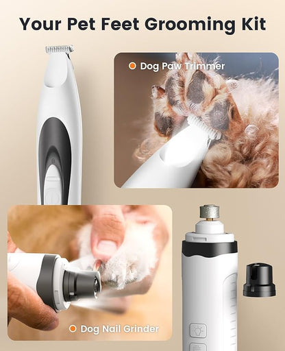 oneisall Dog Clipper Low Noise, Dog Grooming Kit with Rechargeable Quiet Dog Trimmer for Paws Dog Nail Grinder Paw Trimmer with 2 LED Lights