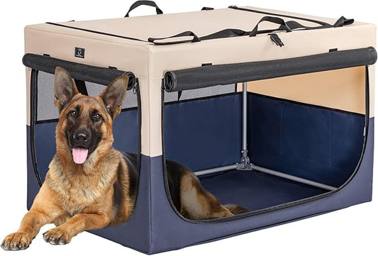 A4Pet Portable Dog Crate, Foldable Dog Crate - 40 Inch Adjustable Stainless Steel Frame, Lightweight, Durable and Soft Crate with 3-Door, Soft Sided Dog Kennel