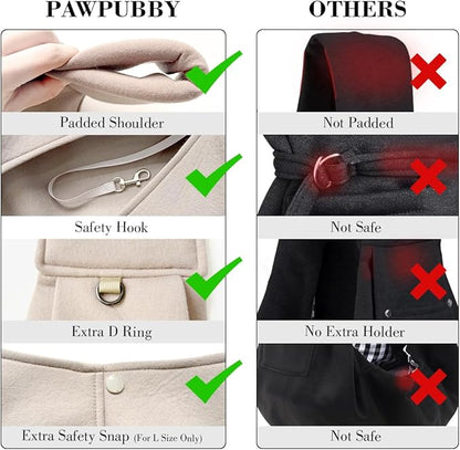 Dog & Cat Carrier Sling, Adjustable Soft Padded Shoulder Puppy Carrier, Hands-Free Dog Carrier Bag with Double Safety Buckles Premium Material for Outdoor Travel (Apricot, M)