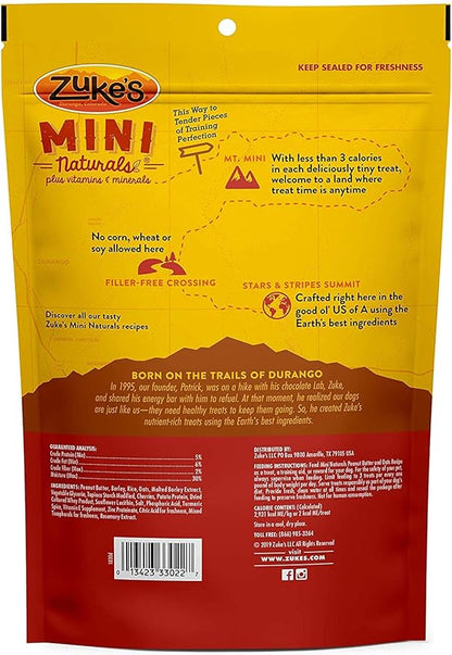 (2 Pack) Zuke Mini Naturals Dog Treats Peanut Butter 16 oz (1 Lb) - Zukes Soft & Chewy Training Treats - with 10ct Wipes