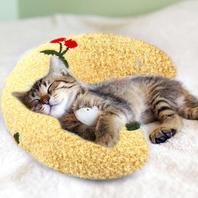 Mity rain Dog Pillow, Dog Calming Pillow Large 14.2" * 9.4", Anxiety Relief Pillow for Dog, Ultra Soft High Density Neck Pillow for Joint Relief Sleeping Improve, Pet Calming Pillow Yellow