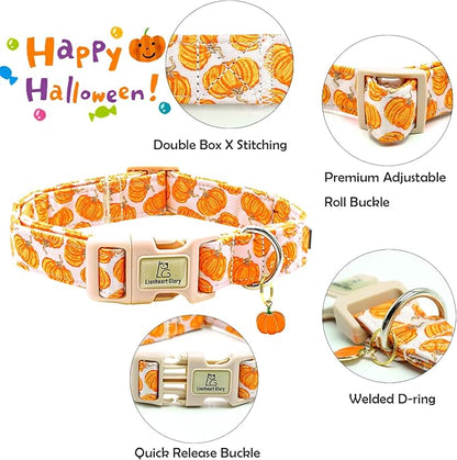 Lionheart glory Halloween Dog Collars Pumpkin Pink Dog Collar Heavy Duty Adjustable Fall Dog Collar for Small Collar Dog Female or Male Dog Collar