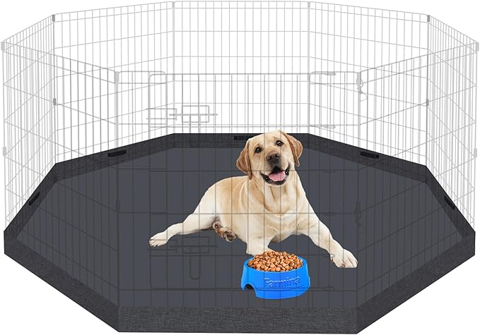 Dog Playpen Regular Octagon Metal Exercise Pet Playpen 8 Panels 24 Inch Bottom Pad Cover for Small Medium Pets Indoor Outdoor(Only Black Bottom pad Cover, Playpen Not Included)