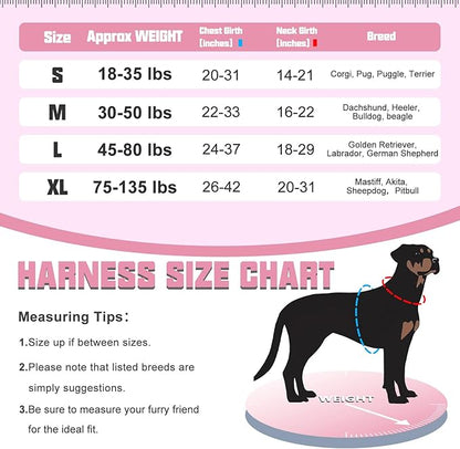 Auroth Tactical Dog Harness for Large Dogs No Pull Adjustable Pet Harness Reflective K9 Working Training Easy Control Pet Vest Military Service Dog Harnesses Rose Red M