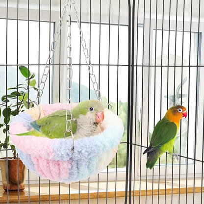 Wontee Bird Nest Bed Parrot Hanging Swing Hammock Bird Cage House for Budgies Parakeets Cockatiels Lovebirds Conures (Multi-Colored)
