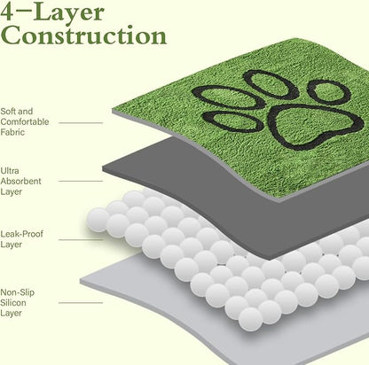 Qeils Washable Pee Pads for Dogs, 2 Pack Super Absorbent Reusable Puppy Pads with Green Long Wool for Potty Training, Floor, Couch, Bed, and Crate,18"x 24"