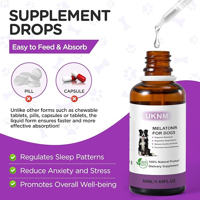 Melatonin for Dogs, Dog Melatonin with L-Theanine for Small Medium Large Dog Sleep Aid, Stress & Anxiety Relief, Calm Aid for Dogs Puppies, Support Relaxation & Deep Sleep, Chicken Flavor