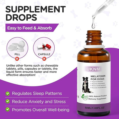 Melatonin for Dogs, Dog Melatonin with L-Theanine for Small Medium Large Dog Sleep Aid, Stress & Anxiety Relief, Calm Aid for Dogs Puppies, Support Relaxation & Deep Sleep, Chicken Flavor