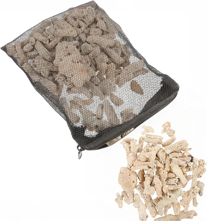 Crushed Coral for Freshwater Aquarium,Fish Tank Crushed Coral Ph Aquarium Bio Filter Media Bag Media Reusable Aquarium Filter (500g)