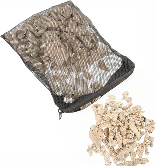 Crushed Coral for Freshwater Aquarium,Fish Tank Crushed Coral Ph Aquarium Bio Filter Media Bag Media Reusable Aquarium Filter (500g)