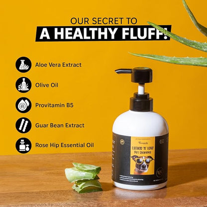 Natural Pet Wash, Dog Grooming Shampoo with Aloe Vera, Itchy Skin, Allergy Relief, Pet Supplies with No Parabens & Sulfates, Long-Lasting Scent, Reduces Odors, for All Breeds & Puppies, 16.9 Fl Oz