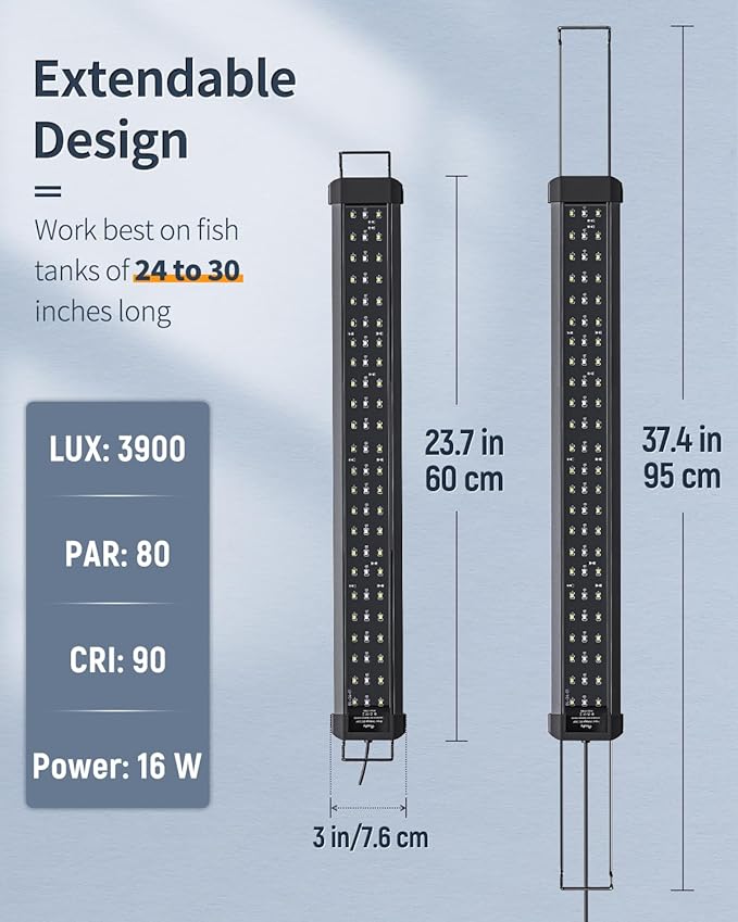 Pawfly 11 W Terrarium Reptile LED Light for 12" to 18" Terrarium Extendable Reptile Tank Light with Full Spectrum Brilliant White Blue Red Lights with Day & Night Modes and Adjustable Brightness