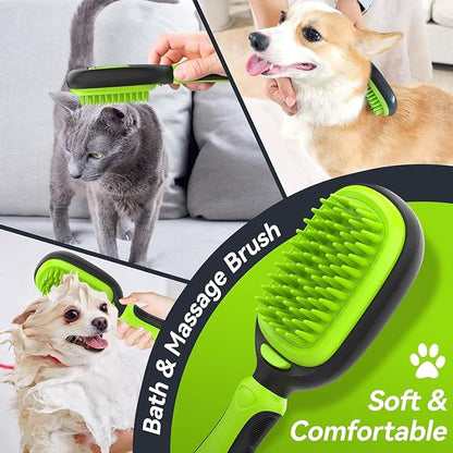 Pet Grooming Brush, Double Sided Detachable Shedding Dog Cat Brush, 5 in 1 Dog Grooming Brush for Shedding Long & Short Haired Dogs, Hair Removing, Bath&Massage, Reduce 95% Shedding Hair