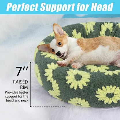 HYQ Small Dog Bed, Cat Beds for Indoor Cats, Dog Beds for Small Dogs with Anti-Slip Bottom, Cute Puppy Bed Washable-Yellow-17inch