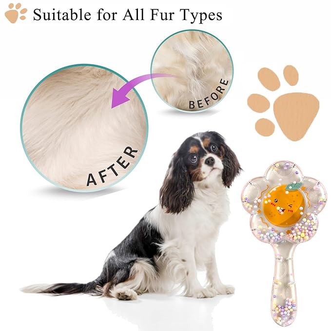 Soft Dog Brush for Small Dogs | Gentle Puppy Brush for Yorkies, Shih Tzus, Maltipoos & Maltese | Pet Hair Removal Brush with Soft Bristles | Dog Brush for Shedding (Pink Orangeï¼