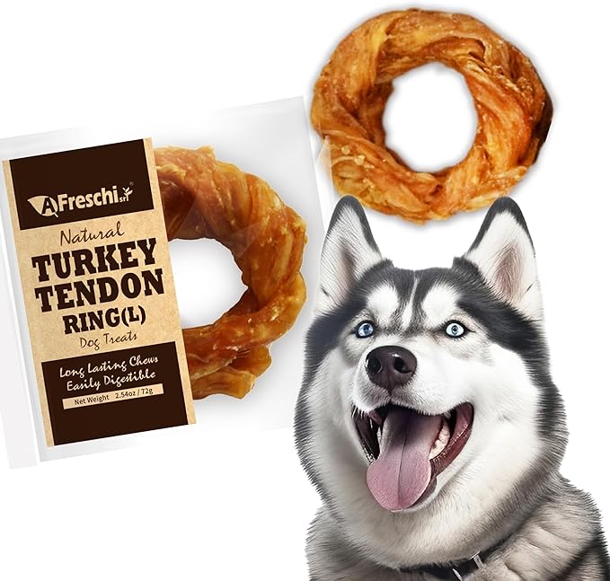 Afreschi Natural Turkey Tendon Ring (L) 1 Unit per Pack, Dog Treats for Signature Series, All Natural Human Grade Puppy Chew, Turkey Sourced from USA, Hypoallergenic, Rawhide Alternative