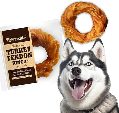 Afreschi Natural Turkey Tendon Ring (L) 1 Unit per Pack, Dog Treats for Signature Series, All Natural Human Grade Puppy Chew, Turkey Sourced from USA, Hypoallergenic, Rawhide Alternative