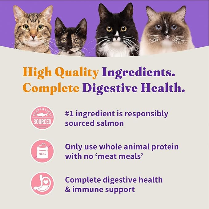 Halo Holistic Kitten Food, Wild Caught Salmon & Whitefish Recipe, Grain Free Dry Cat Food, Complete Digestive Health, 6 lb Bag