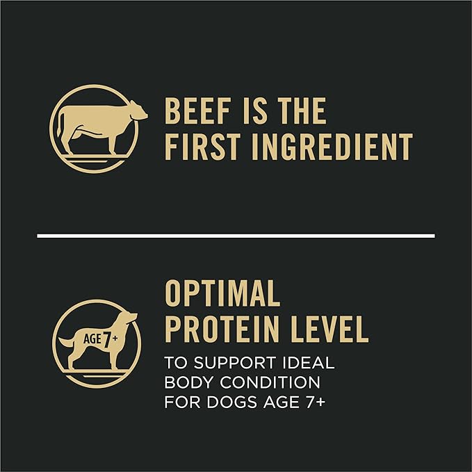 Purina Pro Plan Adult 7 Plus Complete Essentials Shredded Blend Beef and Rice Formula High Protein Dog Food for Senior Dogs - 34 lb. Bag