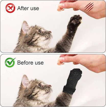 4 Pack Breathable Cat Shoes to Prevent Scratcning, Adjustable Only Cats Booties Mittens Socks (Grey, M)