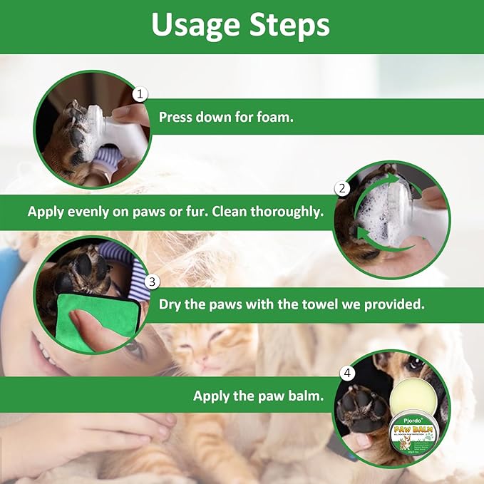 Dog Paw Cleaner, No-Rinse Pet Paw Cleanser for Dogs Large Medium Small XL Breed, Dog Paw Balm for Repairs Dry Cracked Paws, Dog Paw Protector Kit for Pet Foot Washer Care