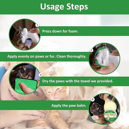 Dog Paw Cleaner, No-Rinse Pet Paw Cleanser for Dogs Large Medium Small XL Breed, Dog Paw Balm for Repairs Dry Cracked Paws, Dog Paw Protector Kit for Pet Foot Washer Care