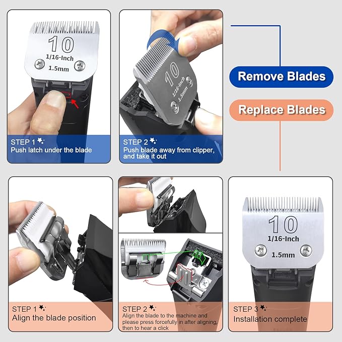 3-3/4FC Pet Dog Grooming Detachable Ceramic Blades,Compatible with Andis,Oster A5,Wahl KM10 Clippers,Cut Length 1/2"(13mm)-2 PCS